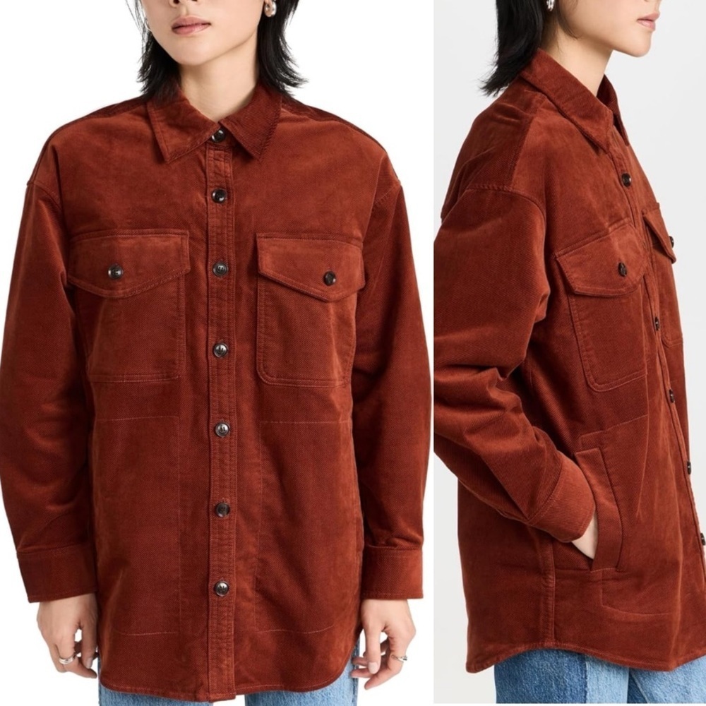 Madewell Sz XS Yorkway Mahogany Oversize Corduroy Shirt Jacket